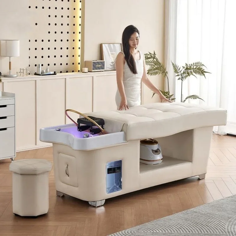 Spa Wellness Salon - เตียงนวดพร้อมสปาศีรษะและอบไอน้ำ เตียงสระผมสำหรับร้านเสริมสวย ใช้สำหรับสระผม ดูแลสุขภาพ และใช้งานเชิงพาณิชย์